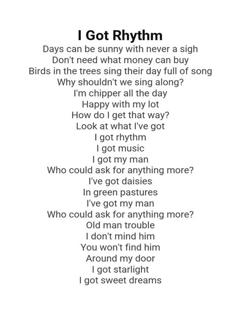 lyrics to i've got rhythm|i got rhythm crazy for you.